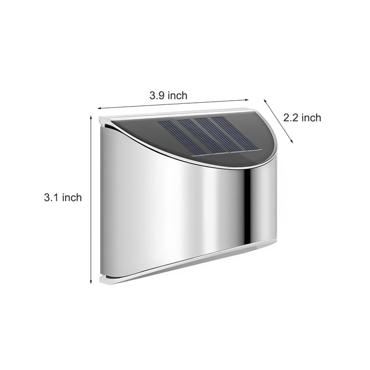 Stainless Steel Minimalist Waterproof Silver Modern Solar Wall Lamp | Kalsten