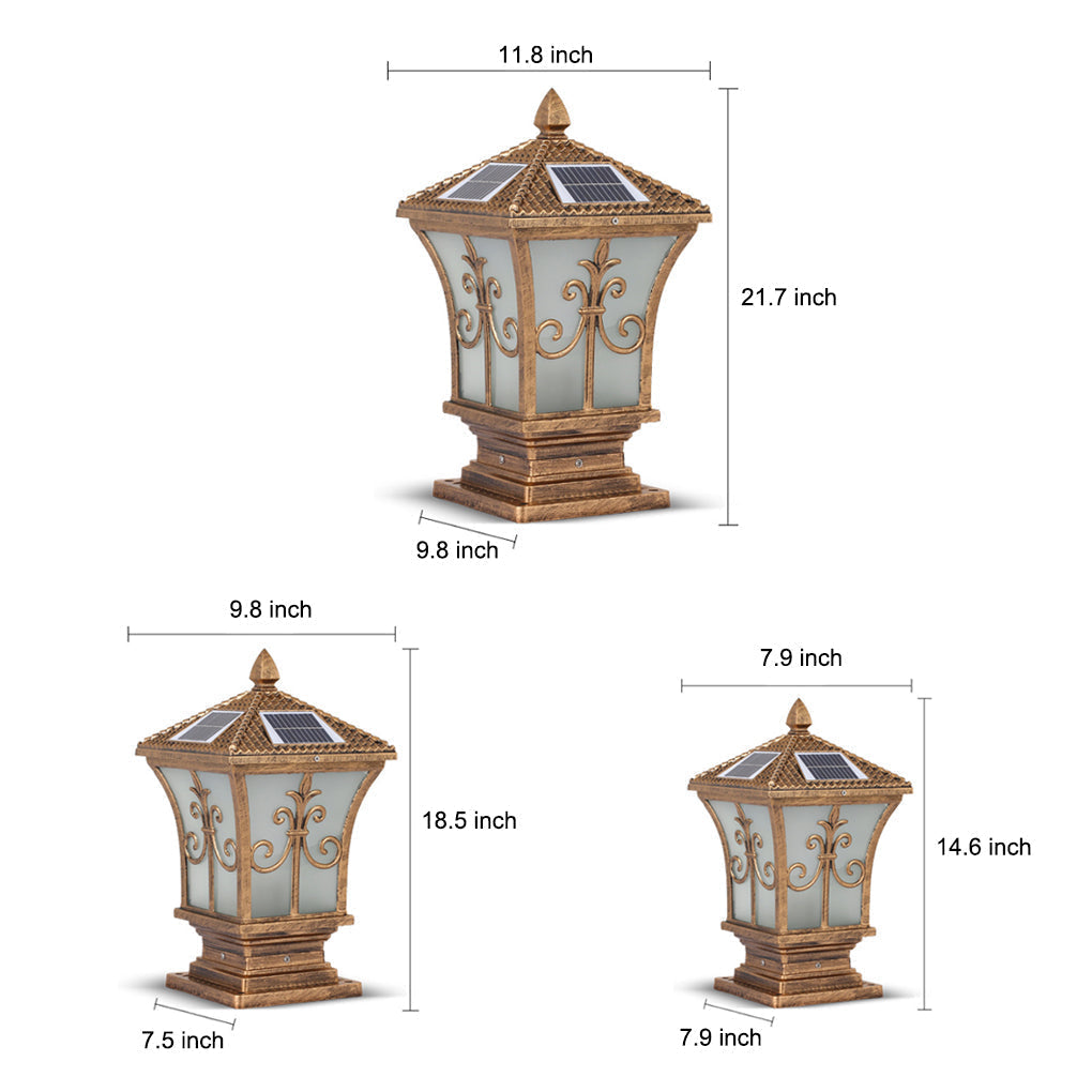 Vintage Pattern Waterproof Automatic Solar Powered Fence Post Lights | Kalsten