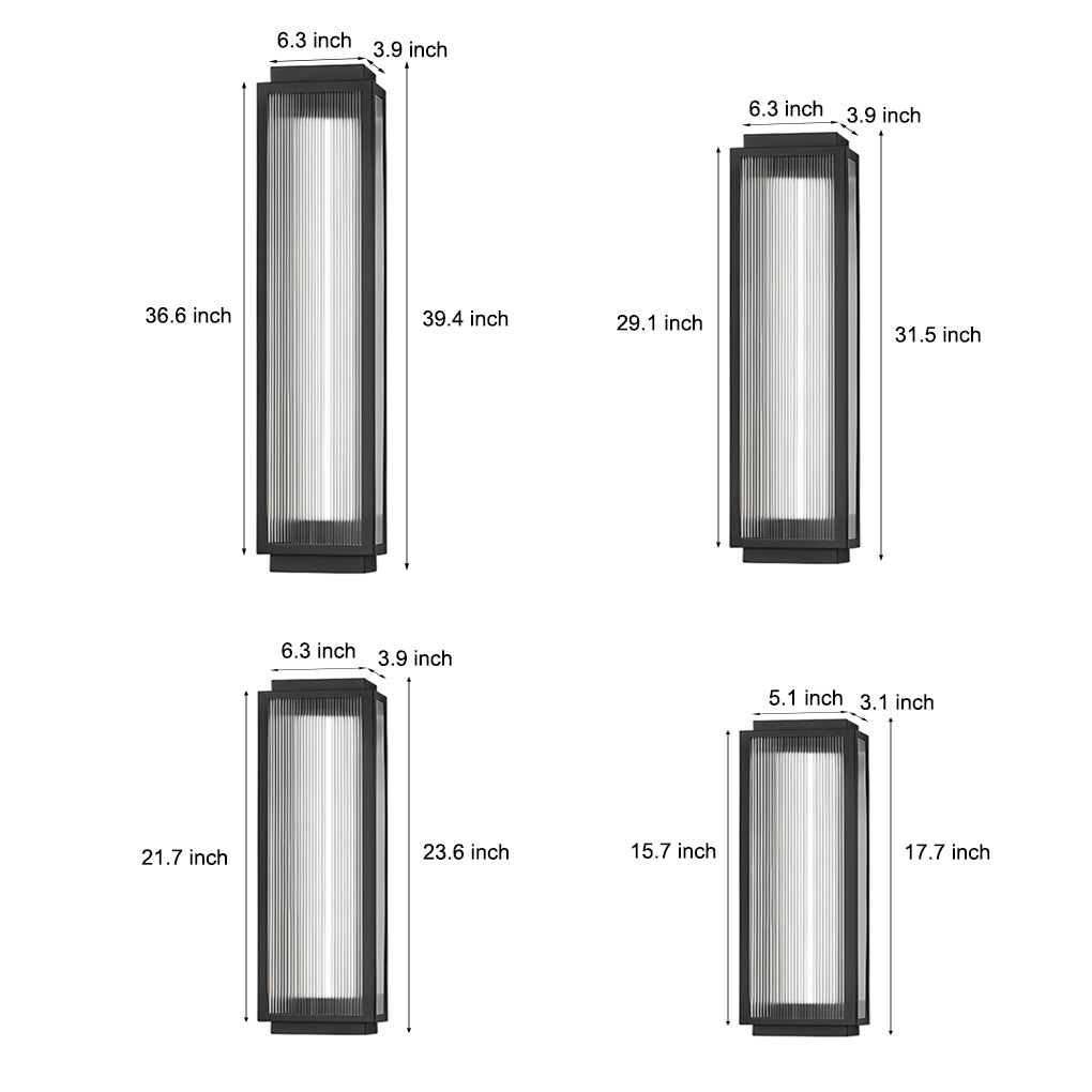 Rectangular Strip Waterproof LED Black Modern Outdoor Wall Lights | Kalsten