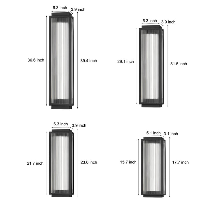 Rectangular Strip Waterproof LED Black Modern Outdoor Wall Lights | Kalsten