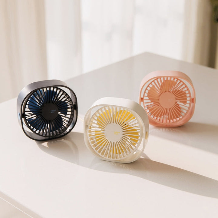 360 Degree Rotation  Wind 3 Speeds Mini USB Desktop Fan (Pink) | Kalsten