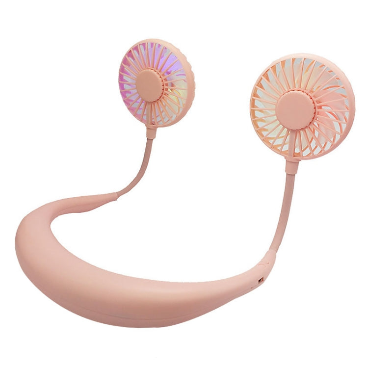 Creative Mini Hanging Neck Type Fan Outdoor LED Fan (Pink)-garmade.com