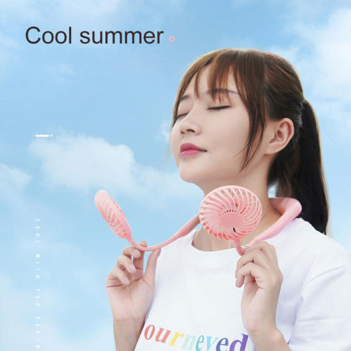 Creative Mini Hanging Neck Type Fan Outdoor LED Fan (Pink) | Kalsten