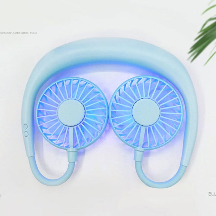 Creative Mini Hanging Neck Type Fan Outdoor LED Fan (Blue) | Kalsten