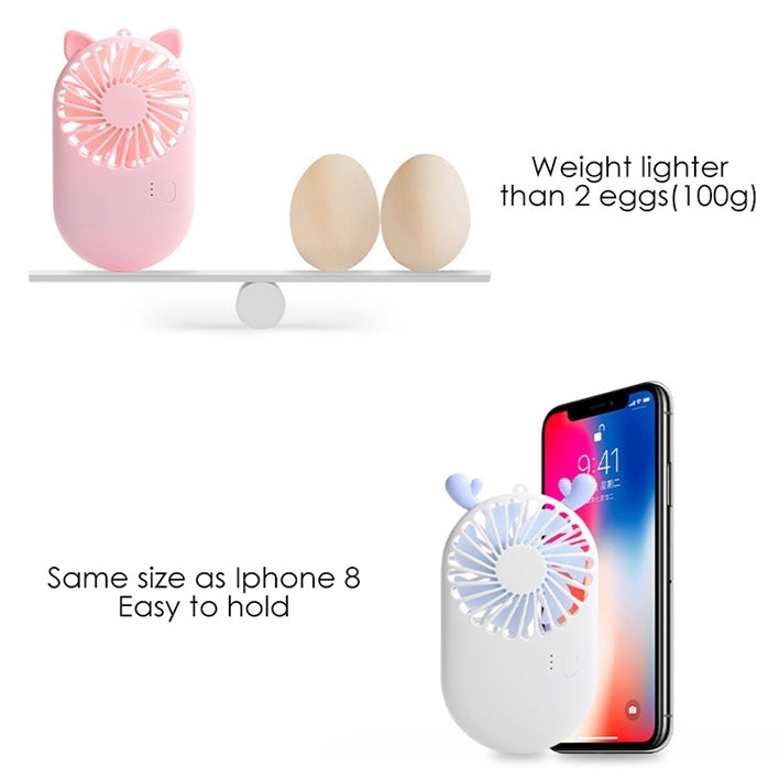 Portable Mini USB Charging Pocket Fan with 3 Speed Control (White) | Kalsten