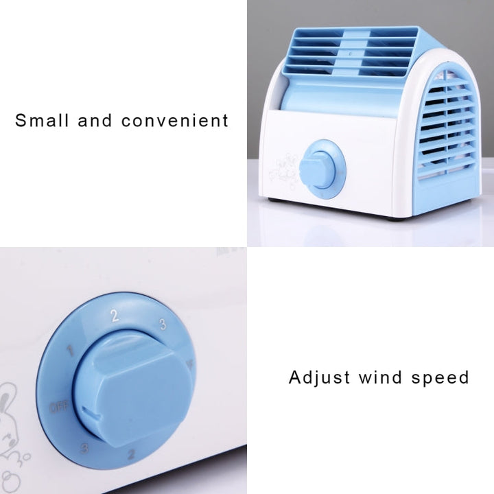 30W Turbine No Blade Mini Desktop Mute Fan for Dormitory / Bedroom / Living Room / Office, 3 Kinds Speed Modes, AC 220V(Blue) | Kalsten