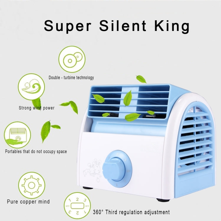 30W Turbine No Blade Mini Desktop Mute Fan for Dormitory / Bedroom / Living Room / Office, 3 Kinds Speed Modes, AC 220V(Blue) | Kalsten