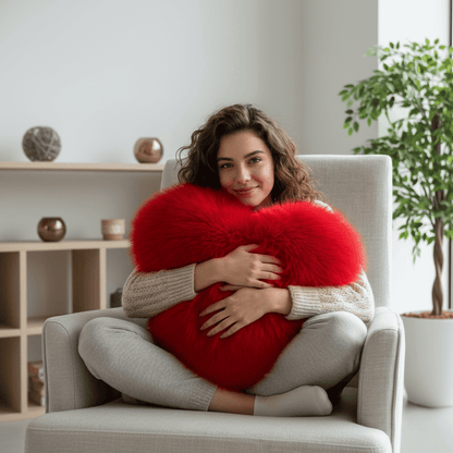 Skanto | Heart-Shaped Faux Fur Pillow for Warm and Modern Living Spaces