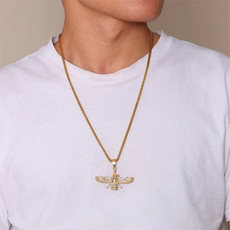 Kalsten | Rhinestone Ahura Mazda Zoroastrian Pendant Necklace