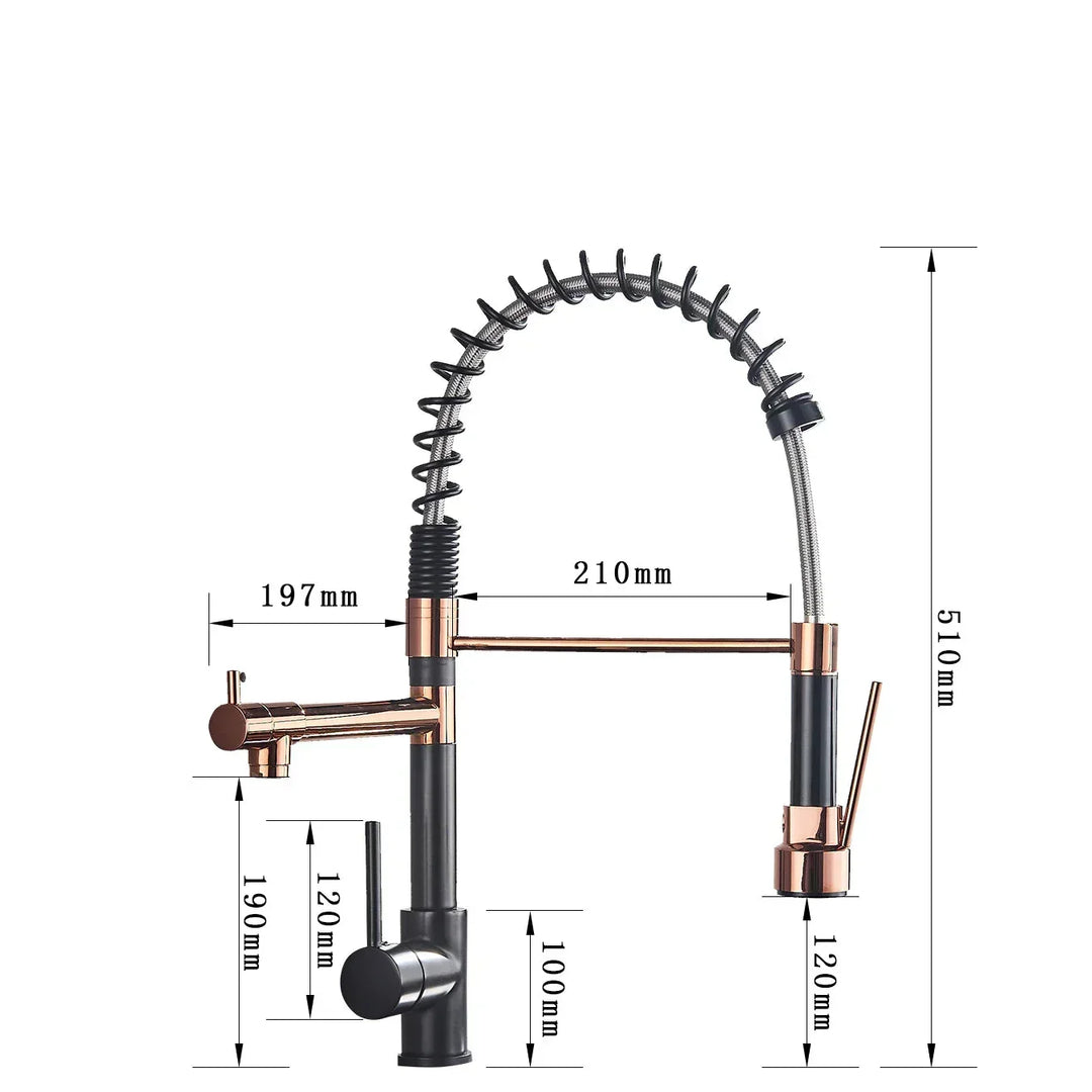 Retractable Faucet with Double Spout – Flexible Faucet for Sink, High Pressure, Swivel, Ideal for Modern Kitchens, Easy Installation | Kalsten