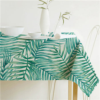 Nordic modern linen cotton square green tropical leaf tablecloth cover cloth | Kalsten