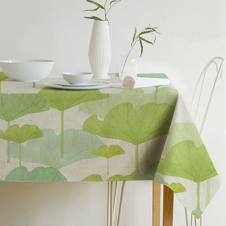 Nordic modern linen cotton square green tropical leaf tablecloth cover cloth | Kalsten