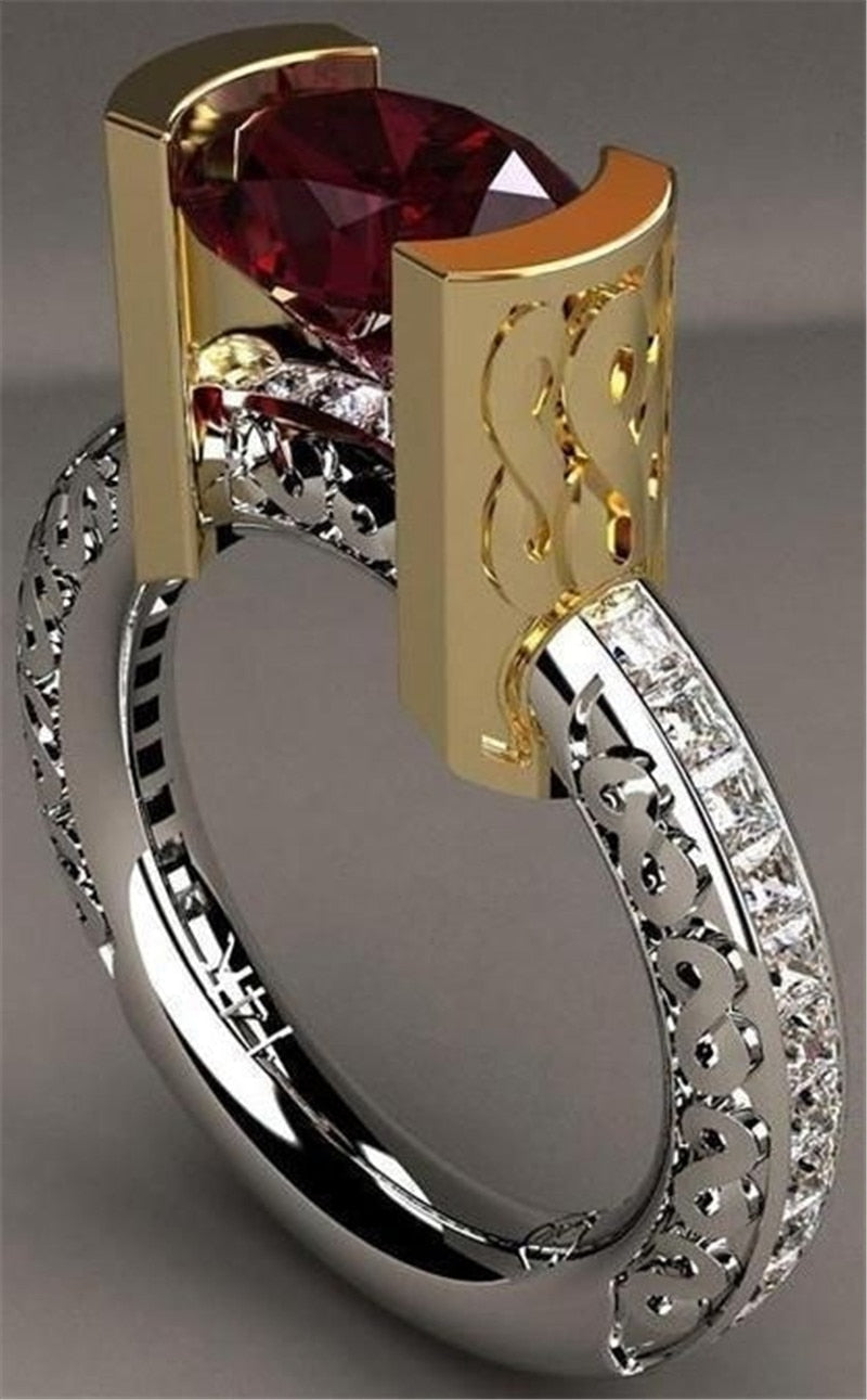 BowLift | Fashion New Ring With Red Stones For Women Vintage Crystal Zircon Rings