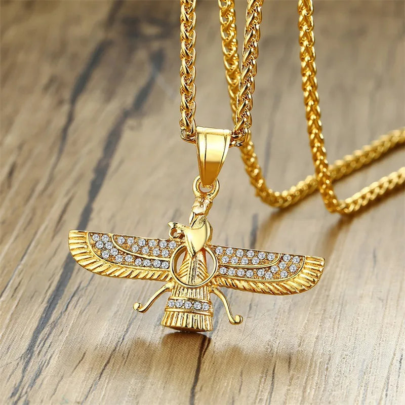 Kalsten | Rhinestone Ahura Mazda Zoroastrian Pendant Necklace