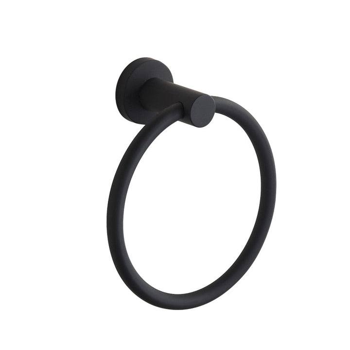 Kalsten | Towel ring made of 304 stainless steel in chrome, Round simple design, Black, European bathroom accessories, Rustproof