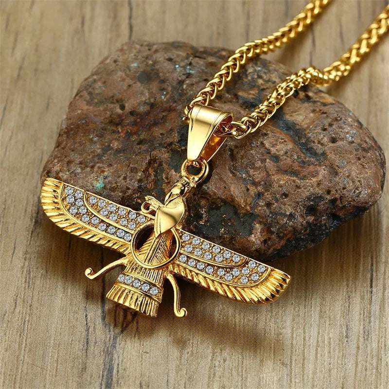 Kalsten | Rhinestone Ahura Mazda Zoroastrian Pendant Necklace