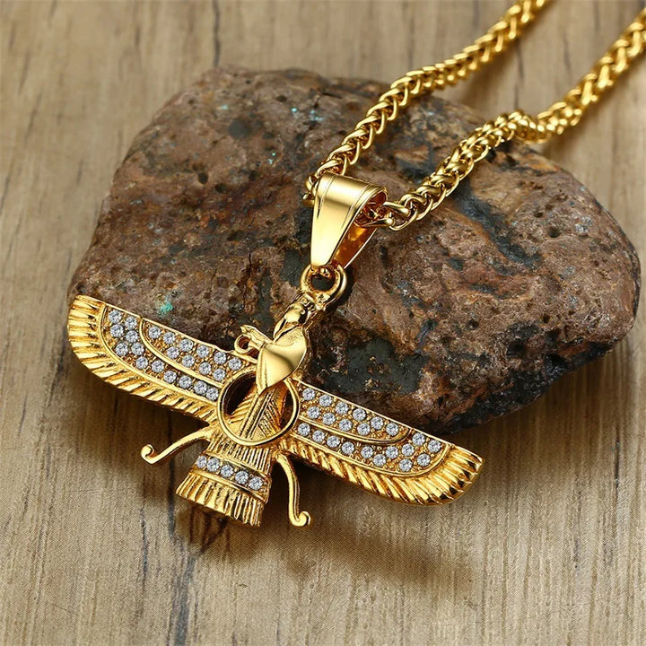 Kalsten | Rhinestone Ahura Mazda Zoroastrian Pendant Necklace