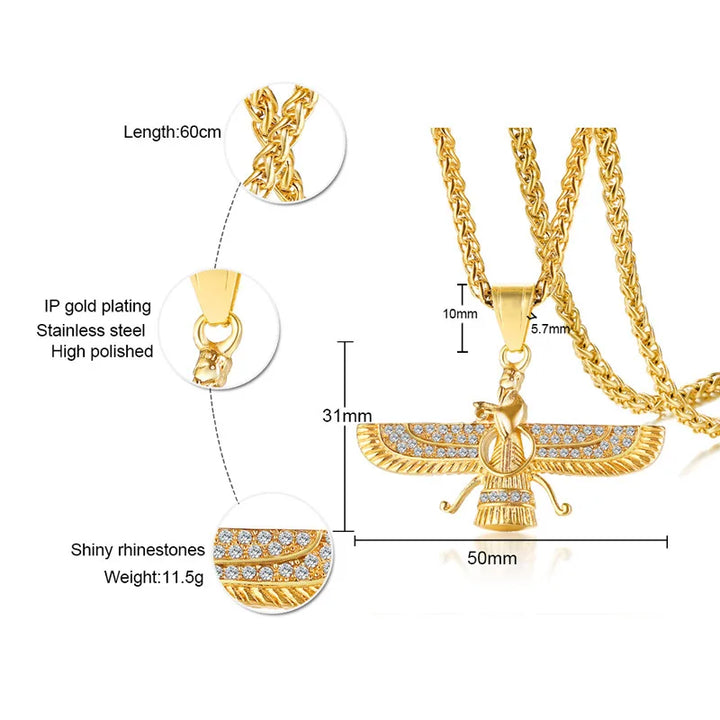 Kalsten | Rhinestone Ahura Mazda Zoroastrian Pendant Necklace