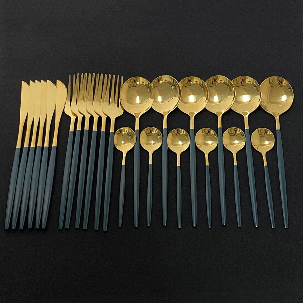 RoyalGlimmer Gold Cutlery Set - Gold Cutlery Set for a Luxurious Table Decoration Kalsten