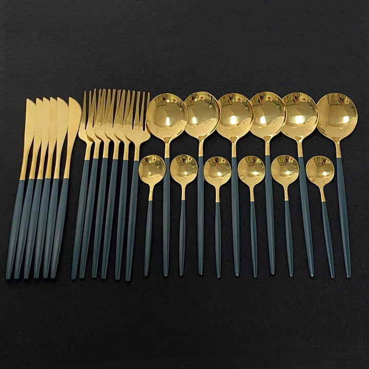 RoyalGlimmer Gold Cutlery Set - Gold Cutlery Set for a Luxurious Table Decoration Kalsten