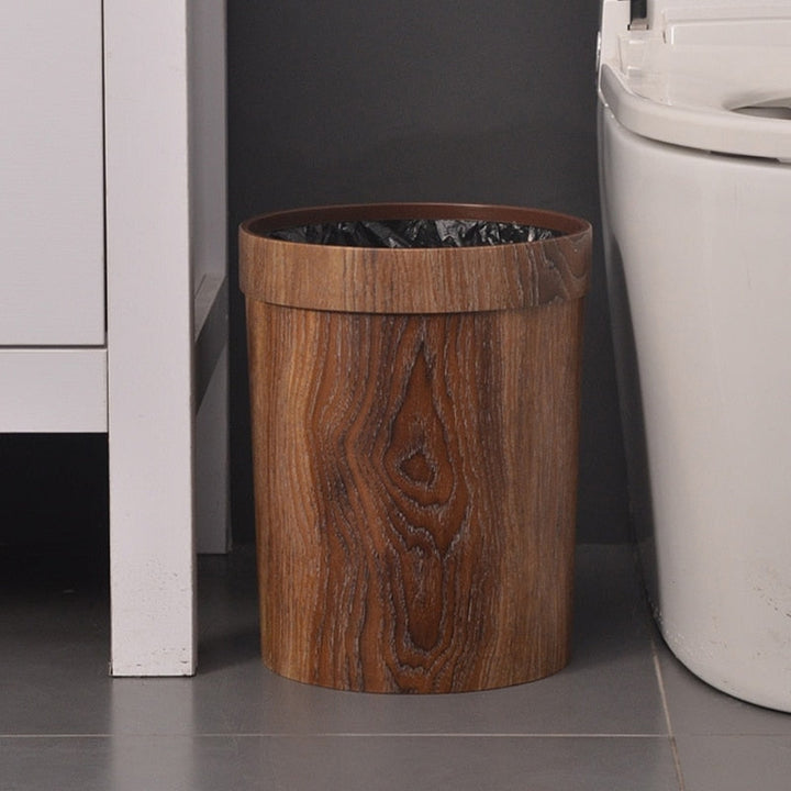 Kalsten | Elegant Retro Wood Grain Trash Can