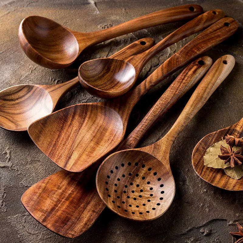 Brehn | NordTeak 7-piece Kitchen Utensil Set – Premium Teak Wood Tools for Stylish and Versatile Cooking