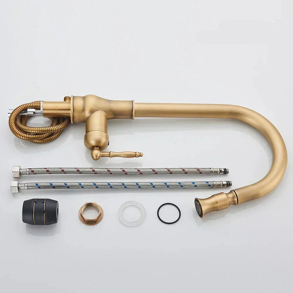 Retro Brass Kitchen Faucet – Swivel Spout