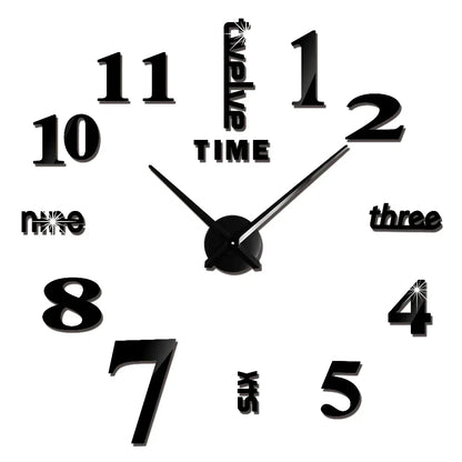 Large DIY 3D Mirror Acrylic Wall Clock for Kitchen, Dining Room, Living Room | Skanto