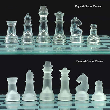 Sandsberg | Glass chess set | Frosted crystal figures with chessboard