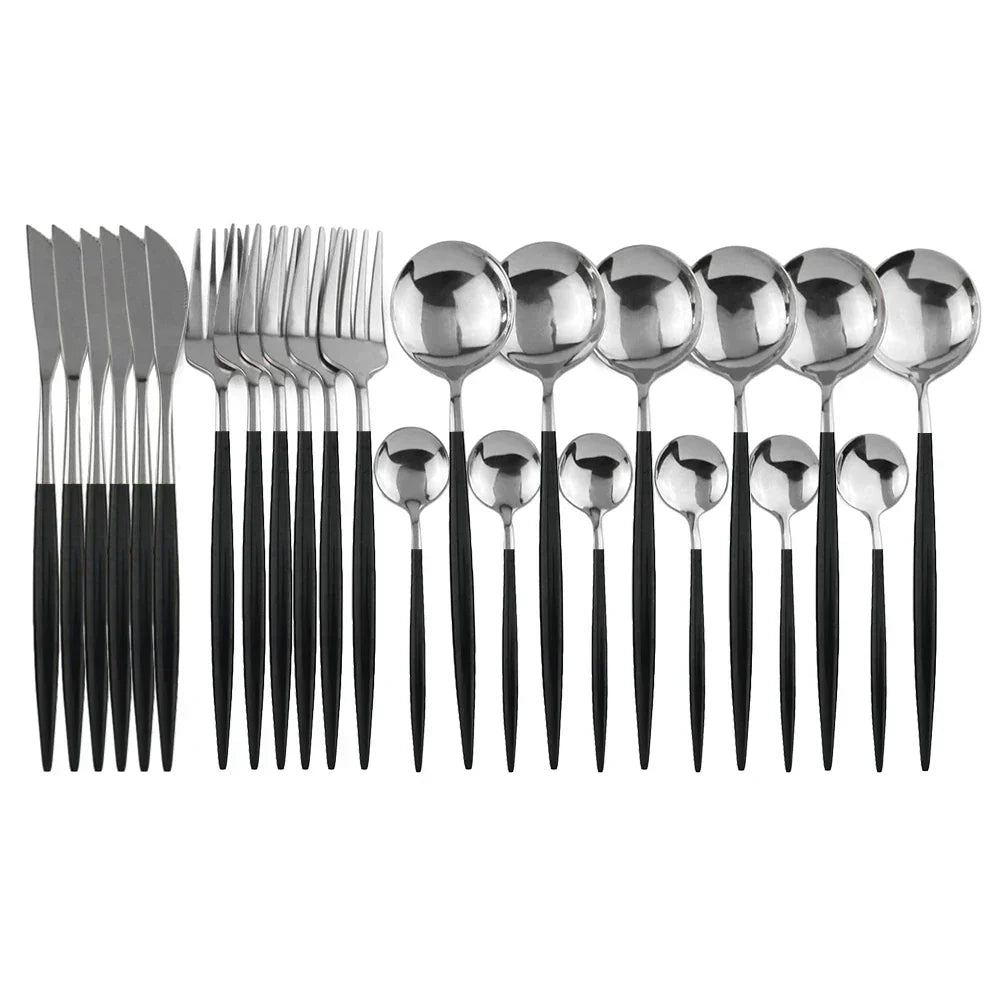 Luxury Black-Gold Stainless Steel Cutlery Set - for Elegant Meals Kalsten