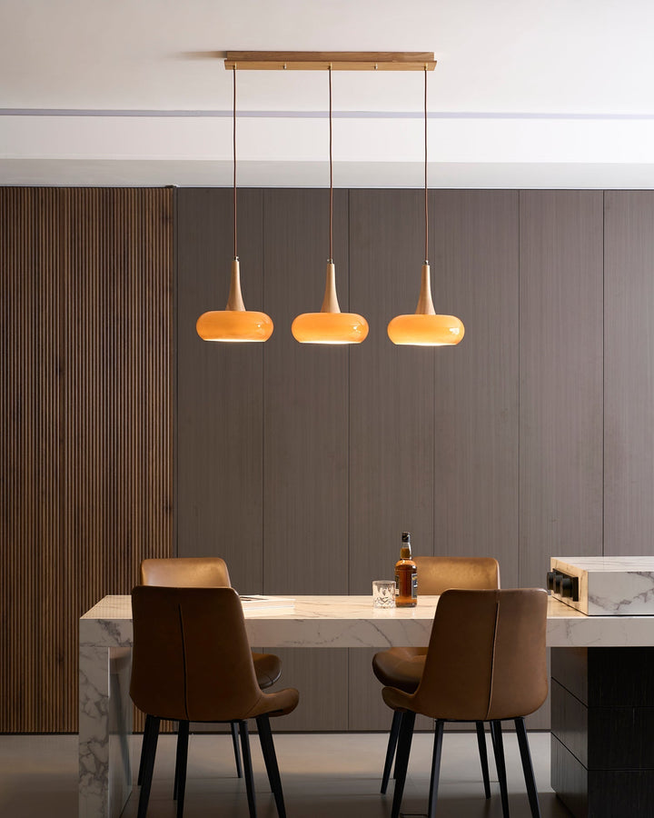 Pendant Lamp Metal Glass Wood 11 in Indoor Kitchen Dining Room Hanging Light Fixture Modern Lighting Options | Kalsten