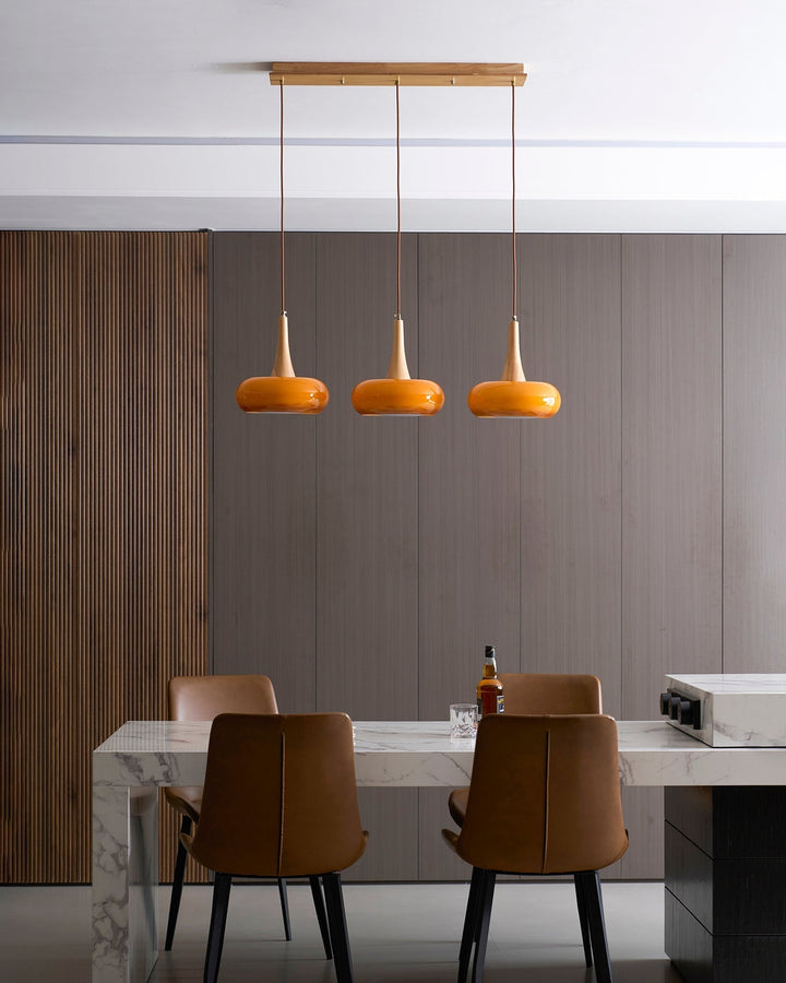 Pendant Lamp Metal Glass Wood 11 in Indoor Kitchen Dining Room Hanging Light Fixture Modern Lighting Options | Kalsten