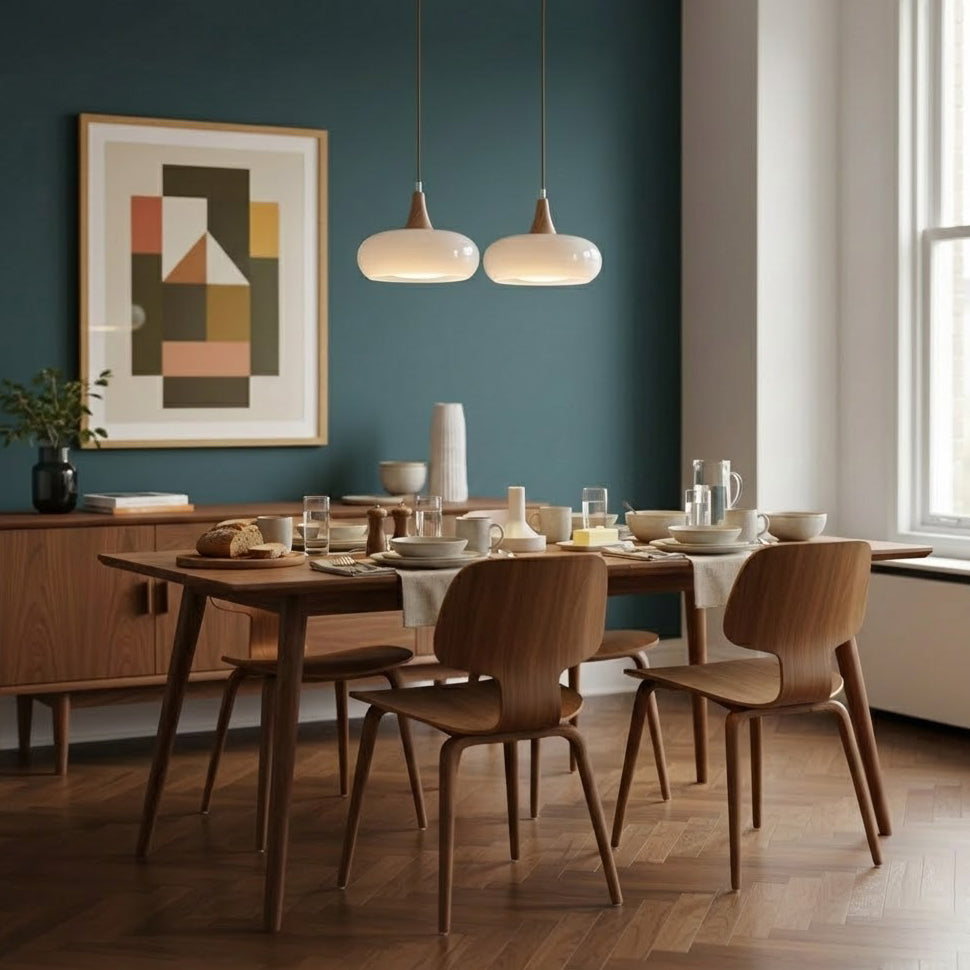 Pendant Lamp Metal Glass Wood 11 in Indoor Kitchen Dining Room Hanging Light Fixture Modern Lighting Options | Kalsten