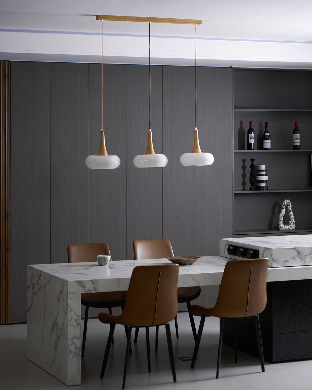 Pendant Lamp Metal Glass Wood 11 in Indoor Kitchen Dining Room Hanging Light Fixture Modern Lighting Options | Kalsten