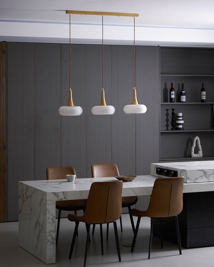 Pendant Lamp Metal Glass Wood 11 in Indoor Kitchen Dining Room Hanging Light Fixture Modern Lighting Options | Kalsten