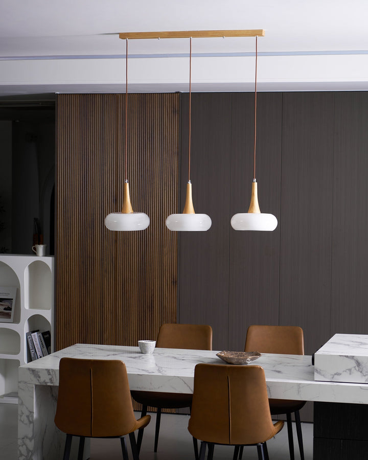 Pendant Lamp Metal Glass Wood 11 in Indoor Kitchen Dining Room Hanging Light Fixture Modern Lighting Options | Kalsten