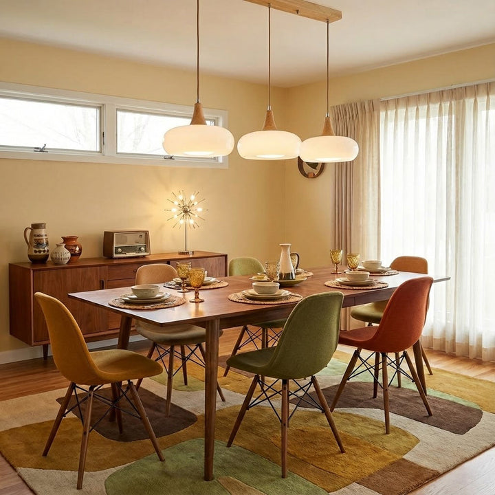 Pendant Lamp Metal Glass Wood 11 in Indoor Kitchen Dining Room Hanging Light Fixture Modern Lighting Options | Kalsten