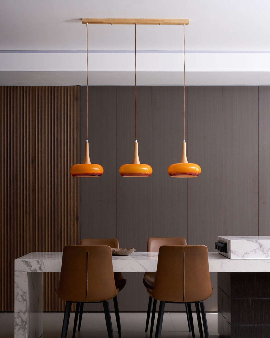 Pendant Lamp Metal Glass Wood 11 in Indoor Kitchen Dining Room Hanging Light Fixture Modern Lighting Options | Kalsten
