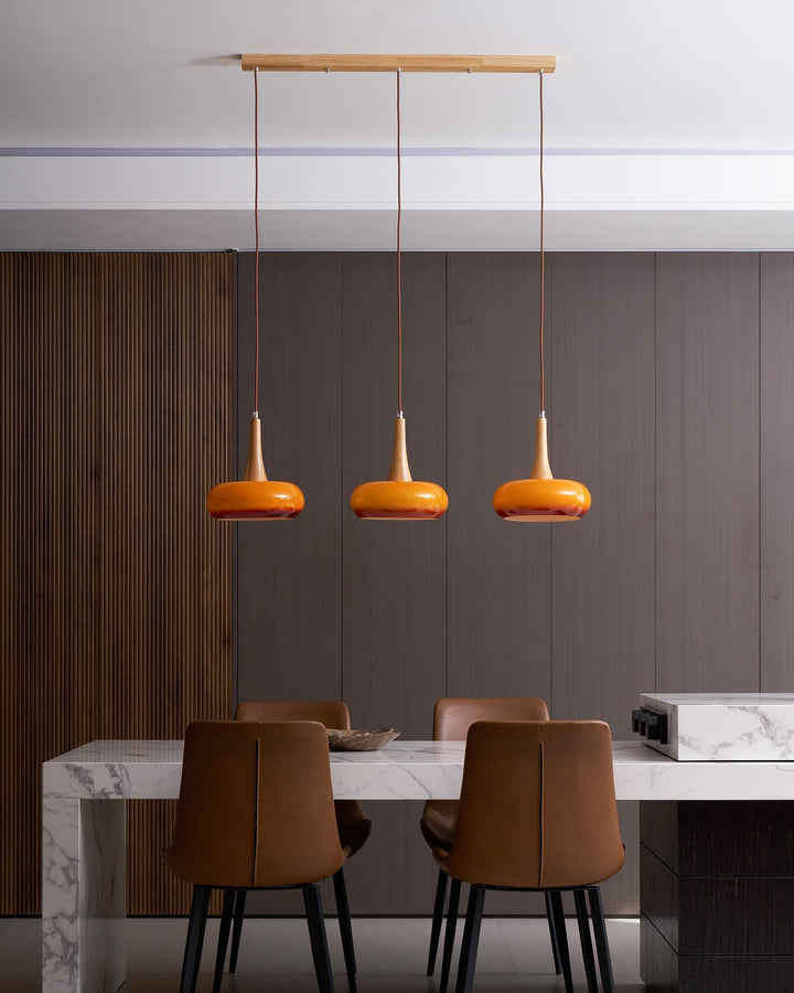 Pendant Lamp Metal Glass Wood 11 in Indoor Kitchen Dining Room Hanging Light Fixture Modern Lighting Options | Kalsten