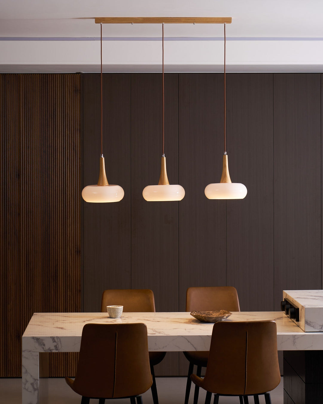 Pendant Lamp Metal Glass Wood 11 in Indoor Kitchen Dining Room Hanging Light Fixture Modern Lighting Options | Kalsten