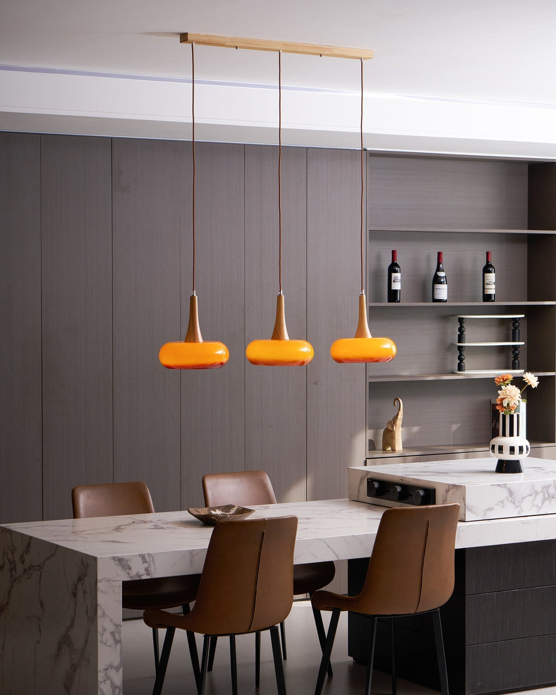 Pendant Lamp Metal Glass Wood 11 in Indoor Kitchen Dining Room Hanging Light Fixture Modern Lighting Options | Kalsten