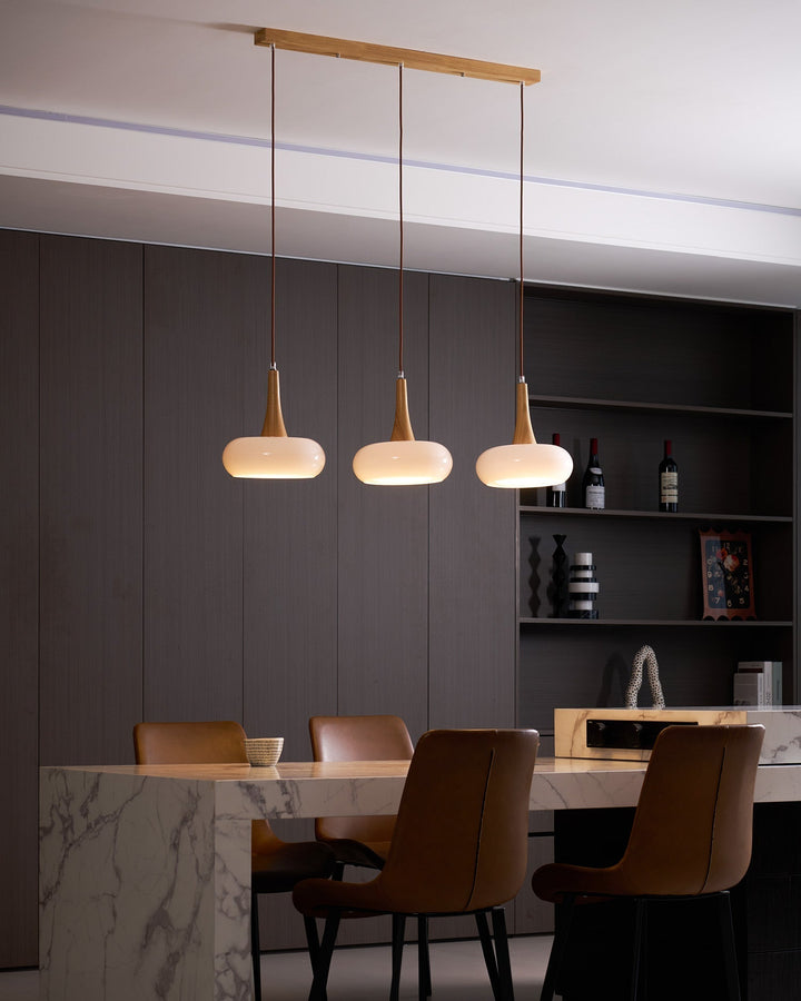 Pendant Lamp Metal Glass Wood 11 in Indoor Kitchen Dining Room Hanging Light Fixture Modern Lighting Options | Kalsten
