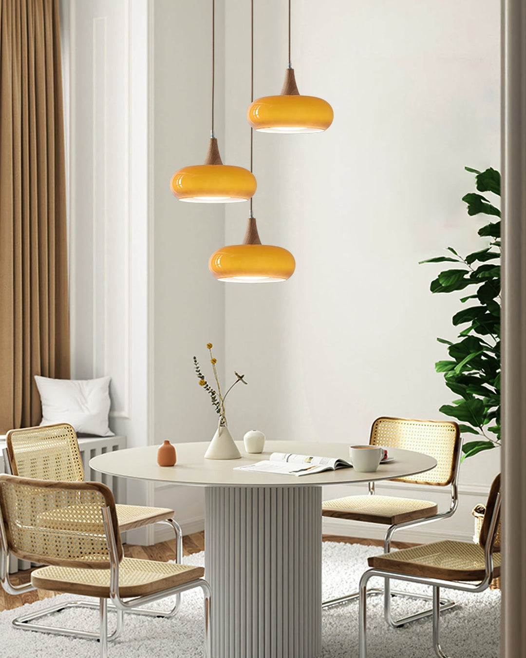 Pendant Lamp Metal Glass Wood 11 in Indoor Kitchen Dining Room Hanging Light Fixture Modern Lighting Options | Kalsten