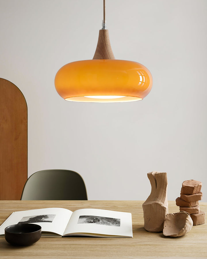 Pendant Lamp Metal Glass Wood 11 in Indoor Kitchen Dining Room Hanging Light Fixture Modern Lighting Options | Kalsten