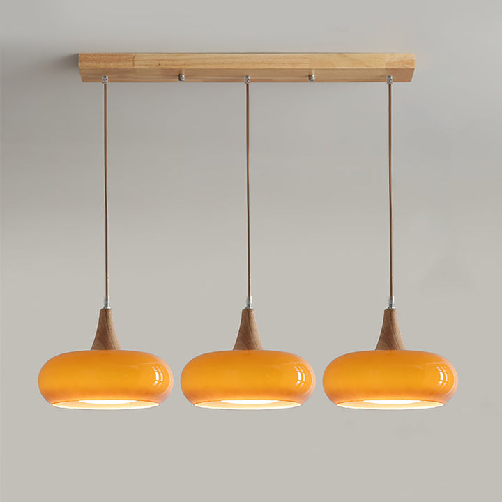 Pendant Lamp Metal Glass Wood 11 in Indoor Kitchen Dining Room Hanging Light Fixture Modern Lighting Options | Kalsten