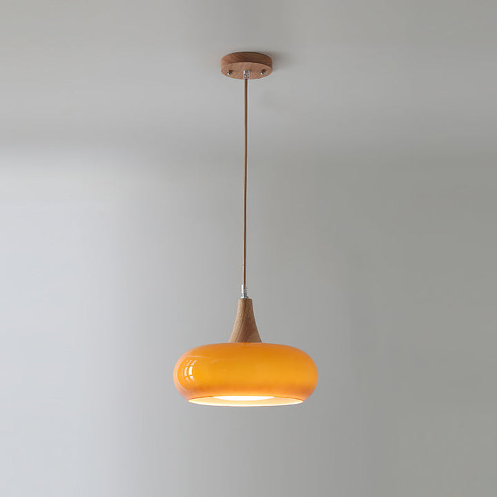 Pendant Lamp Metal Glass Wood 11 in Indoor Kitchen Dining Room Hanging Light Fixture Modern Lighting Options | Kalsten