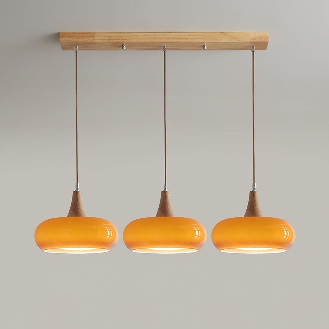 Pendant Lamp Metal Glass Wood 11 in Indoor Kitchen Dining Room Hanging Light Fixture Modern Lighting Options | Kalsten