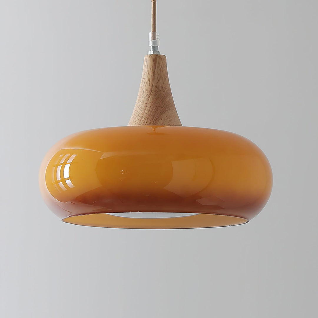 Pendant Lamp Metal Glass Wood 11 in Indoor Kitchen Dining Room Hanging Light Fixture Modern Lighting Options | Kalsten