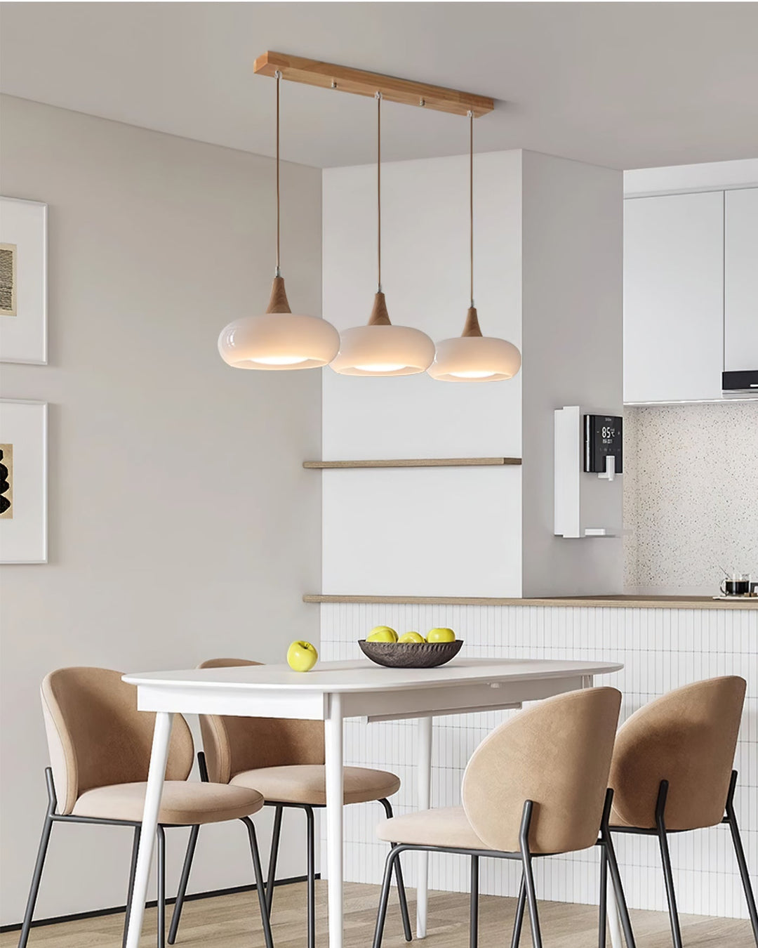 Pendant Lamp Metal Glass Wood 11 in Indoor Kitchen Dining Room Hanging Light Fixture Modern Lighting Options | Kalsten