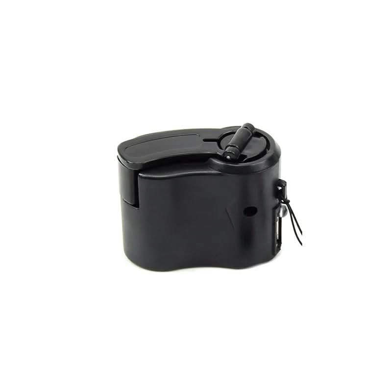 Portable emergency charger with hand crank, USB port and LED display